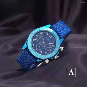 Wristwatches Men Automatic Mechanical Blue Platinum Canvas Fabric Stainless Steel Sapphire Sports Limited Watch