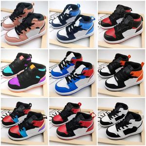 2021 1 Basketballschuhe Retro Wolf Grau Gamma Blau Schwarz Weiß Rot Abschlussball Nacht Kinder Turnschuhe Tennis286G