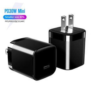 Adaptador de alimentação USB C para carregador rápido PD de 30 W com tomada americana TYPE-C de porta única para ISamsung Huawei