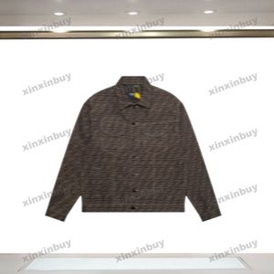 xinxinbuy Men designer Coat Jacket Double letter jacquard fabric roma long sleeve women Black Dark Blue brown S-2XL