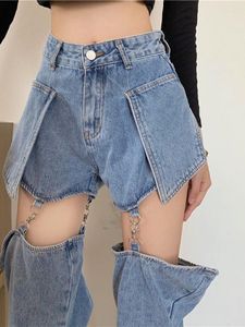 Frauen Jeans Y2k Hosen Frauen DENIM JEAN Abnehmbare Hose Gerade Lose Dünne Lange 2023 Sommer Mutterschaft Cargo Hosen