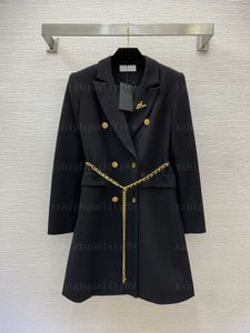 Cappotti da donna Giacca firmata Cappotto da donna Cappotto a maniche lunghe Colletto Spalline Spilla a catena in metallo Eleganza di lusso Cappotto lungo Giacche autunnali Top da donna