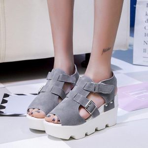 s Sandals 2024 Women Wedge Heel Black White Casual Footwear Open Toe Platform Girls High Heels Summer Women's Shoes Wedges Sandal Caual Girl ' Shoe