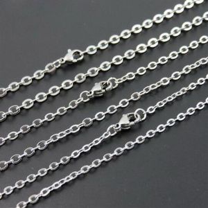 100pcs Lot Fashion Women's Jewelry Whole in Bulk Silver Stainless Steel Welding Strong 1 5MM 2 4MM Oval Rolo Link Necklac251a