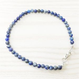 MG0148全ntural lapis lazuli anklet Handamde Stone Women's Mala Beads Anklet 4 mm Mini Gemstone Jewelry239g