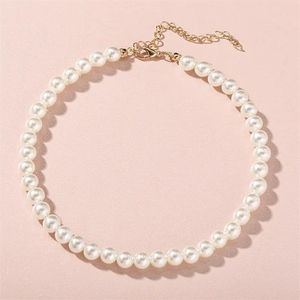Collana di perle Girocollo Tinta unita Semplice Elegante Spessore 0,6 cm e 0,8 cm Temperamento semplice moda piccola fresca280S