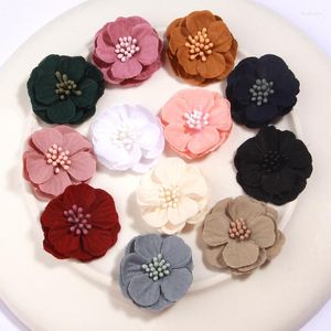 Dekorativa blommor 10st/set handgjorda chiffon tyg konstgjord blomma för bröllopsklänning hattar dekoration huvudet