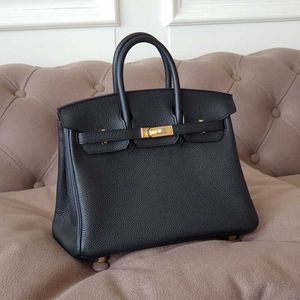 Designer Genuine Leather Bk Platinum Handbag Sewn Wax Thread Handmade Women's Bag in Arm Gold 25cm Togo 89 Black