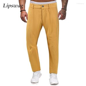 Men's Pants Casual Fashion Corduroy Trousers Fall Classic Ribbed Design Solid For Men Leisure Lace-up Straight Streetwear