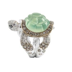 Новое мужское и женское индивидуальное модное кольцо с изображением животного, зеленое ювелирное изделие с резьбой, черно-коричневое кольцо с черепахой из циркона, подарок для банкета, Jewelry234v