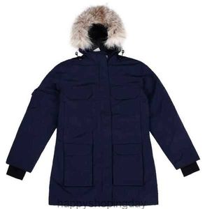 Gänsedown-Mantel Frauen Winterjacke Real Wolf Pelzkragen mit Kapuze im Freien warme und winddichte Mäntel mit abnehmbaren Cap Ladies Parka XS-3XLC7YU