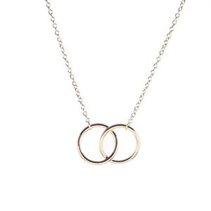 Double Circle Simple Geometric Necklace Gold Silver Double Ring Alloy Pendant Stainless Steel Ladies Jewelry Gift273W