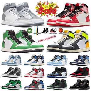 Jumpman 1 Sapatos de Basquete Homens 1S Universidade Azul Hyper Royal Patente Panda OG Dark Mocha Criado Sombra UNC Smoke Grey Mulheres Esportes Sapatilhas Treinadores Tamanho 36-47