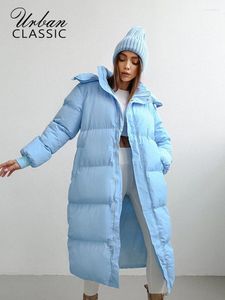 Mulheres Trench Coats Solto Com Capuz Algodão Longo Jaqueta Mulheres Sólida Dupla Zíper Grosso Outcoat Outono Inverno Feminino Casual Rua Alongar