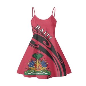 Haiti Flaggtryck Harajuku Womens Brand Slip Dress Sexig backless Spaghetti Rem klänningar damer stora storlekar 2206182446
