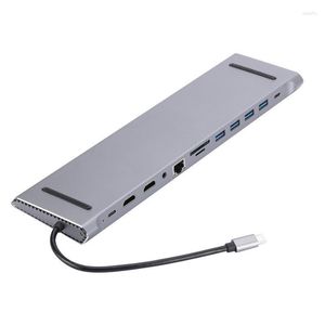 Adattatore di tipo C per laptop Accessori per computer 12 in 1 Docking station Espansione porta HD e trasferimento dati USB a 5,0 Gbpsper