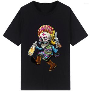 Homens camisetas Homens Dia dos Mortos Posada Algodão Mexicano Folk Art Sugar Skull Roupas Manga Curta Tees Casual Streetwear Tops