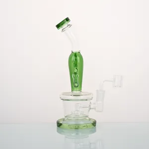 1 st/grossist H23cm grön kaktus serie rökande vatten glas bong/glas bägare vatten bongs rör/9 tum vatten bong glasrör