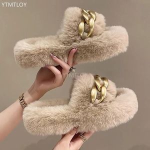 GAI GAI Fur Slippers Women's Autumn Winter Large Size Fashion Thick Bottom Slides Home Open Toe Ytmtloy Zapatillas Mujer Casa 231009