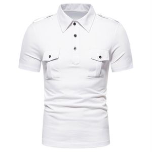 T-shirt personalizzate Polo 082 bianca Cross border Maglietta a maniche corte da uomo nuova con stampa di bottoni Casual Pullover Polo Camicia POLO