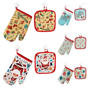 Christmas Decorations 2023 Year Oven Mitts And Pot Holders Set Heat Resistant Kitchen Microwave Gloves For Home