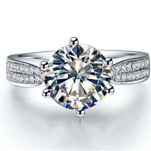 Brilhante 1CT Teste Real Moissanite Diamante Anel de Noivado Sólido 18k Ouro Branco Aniversário de Casamento Ring221W