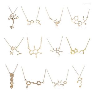 Chains Wholesale 10pc/Lot 21Designs Molecule Collection DMT DNA Chemistry Structure Pendant Women Men Science Charms Nekclace Jewelry