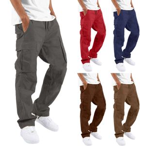 Men Cargo Pants Relaxed Fit Sport Jogger Sweatpants Drawstring Outdoor Trousers with Pockets