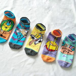 Women Socks Kawaii Dog Anime Woman Rocko's Modern Life Sock Cartoon Ankle Girl Happy Short Casual Summer Lady Cute Couple Cotton