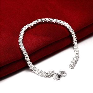 Sterling Silver Plated Box Link Chain Bracelet GSSB172 fashion 925 silver plate jewelry bracelets240M