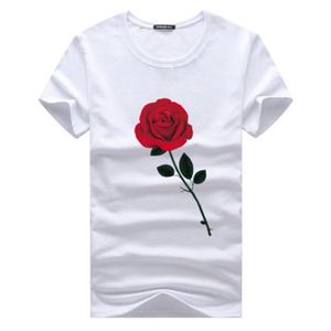 Rose Printed T shirts Summer Top Shirt Crew Neck Short Sleeves 5XL Men New Fashion Clothing Cotton Tops Male Casual Tees252Y