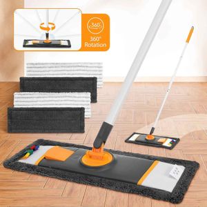 Mops 4pcs Flat for Washing Floor Window House Cleaner Cleaning Tool Squeeze Microfiber Replacement Accessories Household Tools 231009