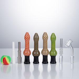 Headshop214 NC089 Курительные трубки 14 мм Керамические кварцевые гвозди Кварцевый зажим для ногтей около 6,49 дюймов Парик Wag Dab Rig Стеклянная трубка Гладкий поток воздуха