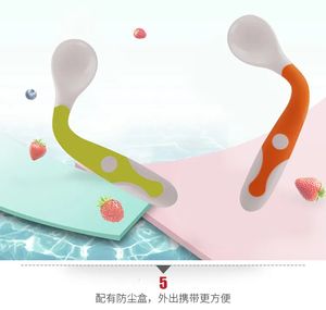 Cups Dishes Utensils Babies Children Feeding Training Spoon Fork Set Baby Utensil Spoon with Travel Safe Case Toddler Easy Grip Heat-Resistant 231006