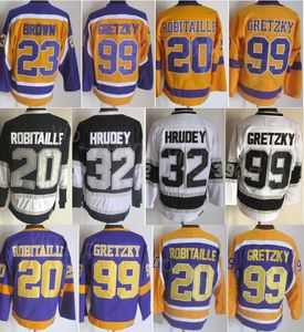 CCM Hokey Retro 20 Luc Robitaille Jersey Emekli 32 Kelly Hrudey 23 Dustin Brown 99 Wayne Gretzky 16 Marcel Dionne Vintage Klasik Dikiş Nefes Alabilir Külkü