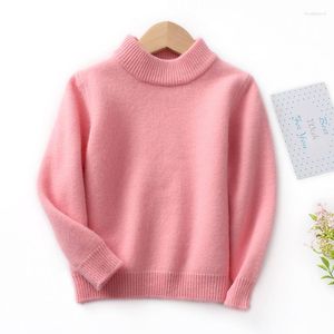 Kadın Sweaters 2023 Kış Çocuk Saf Yün Küleyleri Yedi Dikiş Yuvarlak Boyun Örgü Gömlek Kız Kız Kızlar Yumuşak Sıcak Üstleri