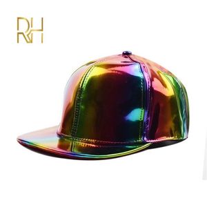 Ball Caps Fashion Unisex Silver Laser Baseball Cap Men Hip Hop Holograficzne kasweta Kobiety Snapback Rainbow Basketball Hat Rh264s