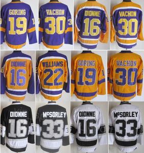 CCM Hockey Retro 33 Marty McSorley Jersey Retire 22 Tiger Williams 19 Butch Goring 16 Marcel Dionne 30 Rogatien Vachon Vintage Classic genäht atmungsaktiv Gut