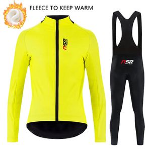 Cycling Jersey Sets NSR RAUDAX Winter Mans Racing Set Warm Fleece Bike Triathlon Road Long Sleeves Clothing 231009