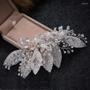 Grampos de cabelo temperamento coreano noiva cocar romântico strass pérola cinco pétalas flor vestido de casamento barrettes