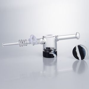 Headshop214 NC051 Pipa da fumo 10mm Titanio Quarzo Clip per unghie Grande camera Flusso d'aria enorme Dab Rig Tubi di vetro Vaso di silicio colorato