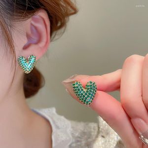 Stud Earrings Fashion Heart Metal Women Classic Zircon Love Artistic Small Elegant Light Luxury Female Jewelry