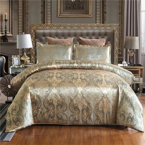 Conjuntos de cama Luxo Cetim Jacquard Único Duveta Capa Set King Size High End Europeu Casamento Rainha Quilt 231009