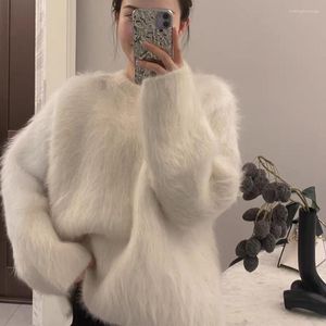 Women's Sweaters Oversize Autumn Winter Soft Mohair Sweater Chic Fashion Women O Neck Thick Warm Mink Cashmere Knitted Loose Casual