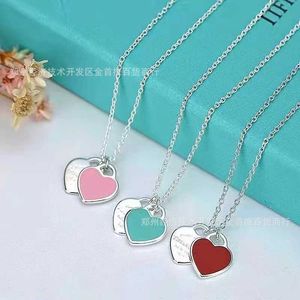 TIFF NECKLACE DESIGNER الأزياء الفاخرة المجوهرات الكلاسيكية الحب المزدوج مينا مينا قلادة ثلاثي الألوان على شكل قلب على شكل قلادة سلسلة تذبذب مجوهرات