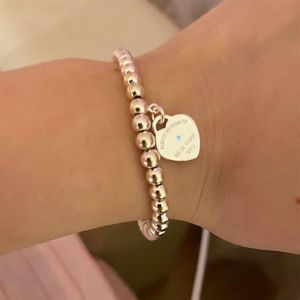 100 ٪ Silver Designer Heart Sybed Bracelet Womens Love Mini T Tag with Diamond Ball Ball Ball Bracelets Fashion JE353V