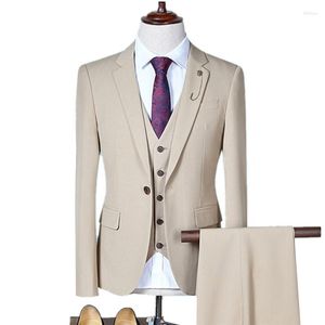 Abiti da uomo Bell'abito da sposa in tre pezzi da lavoro / Uomo Slim Fit Blazer Giacca Cappotto Pantaloni Pantaloni S-4XL