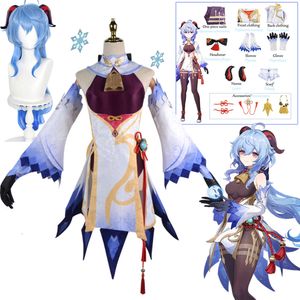 Genshin Impact Cosplay Ganyu Cosplay Costumes Anime Game kombinezon seksowny strój ganyu cosplay peruk rogi imprezowe kostiumy pełne setCosplay