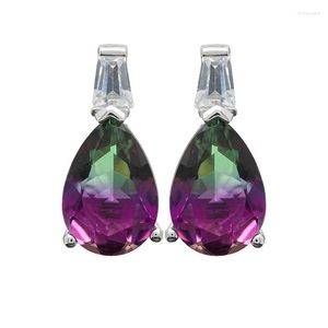 Dingle örhängen 925 Original TKJ Tourmaline Earings Luxury Gemstone Water Shape Drop Smycken för Women Girls Birthday Present