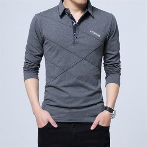 Män lång t-shirt Turn-down randdesigner Slim Fit Löst Casual Cotton Man Plus Size213o